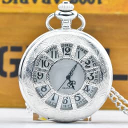 Vintage Silvery Steampunk Cutout Carved Quartz Pocket Watch Necklace Pendant Clock Chain Men Women Chain Gift