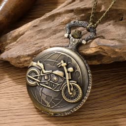 Retro Motorcycle Pattern Quartz Pocket Watch Motorbike MOTO Design Pendant Fob Watch Chain Gifts for Men CF1232