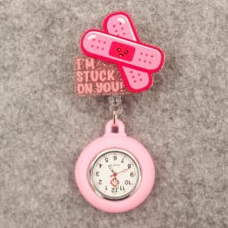 Glitter Hospital Health Care Acrylic Heart Stethoscope Lovely Nurse Doctor Alligator Clip Pocket Watches Medical Hang Clock Gift