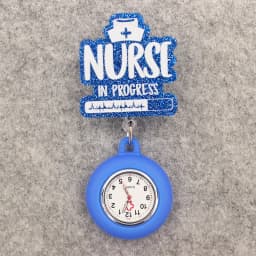Glitter Hospital Health Care Acrylic Heart Stethoscope Lovely Nurse Doctor Alligator Clip Pocket Watches Medical Hang Clock Gift