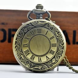Vintage Bronze Steampunk Roman Scale Carving Quartz Pocket Watch Necklace Pendant Clock Chain Men's and Women's Gifts