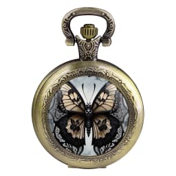 Fashion Vintage Butterfly Quartz Pocket Watches with Chain Elegant Pendant Clock Necklace Accessories Men Women Exquisite Gifts