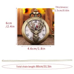 Popular Vintage Bronze Quartz Movement Pocket Watch Hollowed-Out Deer Head Carved Christmas Gifts For Men And Women