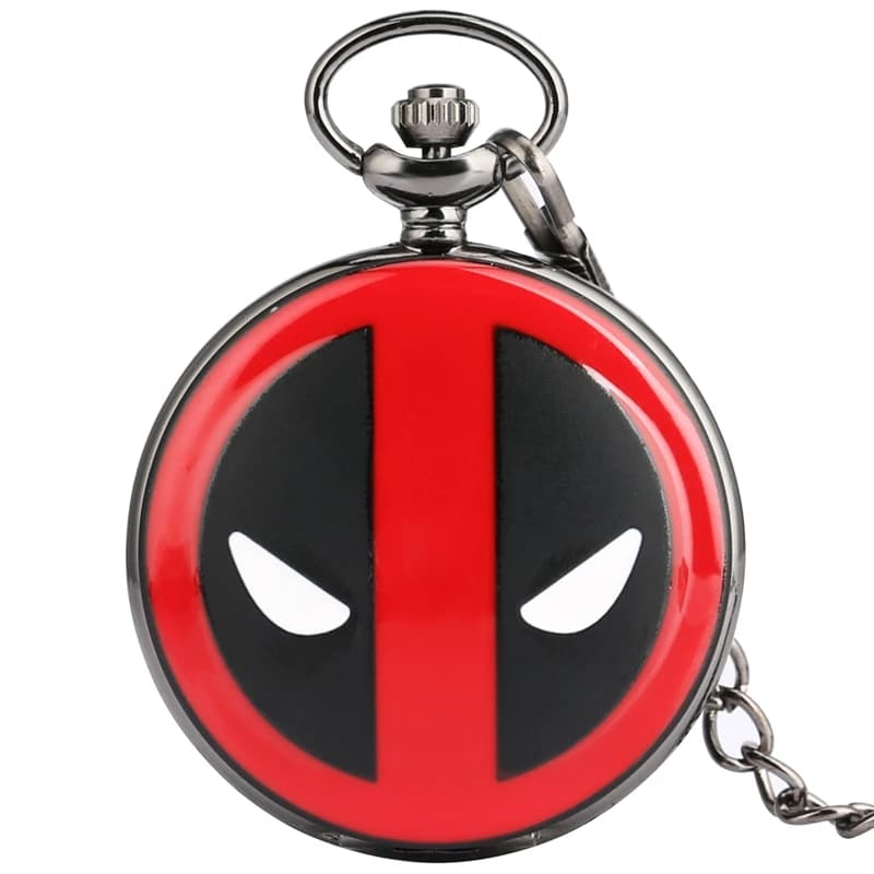 Comic Black Antique Quartz Pocket Watch Cartoon Fob Chain Pendant Clock Cosplay Gifts for Men Women Fans