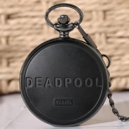 Comic Black Antique Quartz Pocket Watch Cartoon Fob Chain Pendant Clock Cosplay Gifts for Men Women Fans