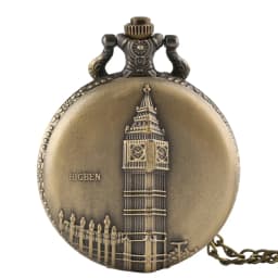 Vintage Bronze London Eye/Big Ben/Bridge Stone Men's And Women's Pocket Watch Necklace Famous Scenic Spot Series Gifts