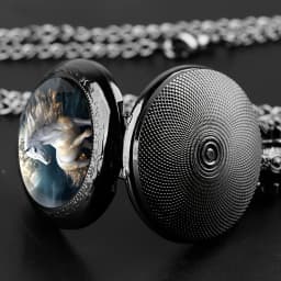 Retro Unique Silvery Horse Animal Design Necklace Pendant Quartz Pocket Watch, Cool Exquisite Accessory for Men Women and Kids