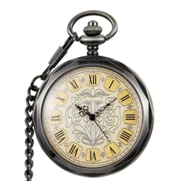 Hexagonal Mechanical Pocket Watch Golden Sliver Bronze Hollow Fob Chain With Box Men Women Lady Watches Mens Vintage Gifts