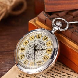 Hexagonal Mechanical Pocket Watch Golden Sliver Bronze Hollow Fob Chain With Box Men Women Lady Watches Mens Vintage Gifts
