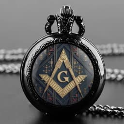 Freemasonry G Logo Pendant Glass Dome Pocket Watch Souvenir Chain Clock Personality Gift for Women Men