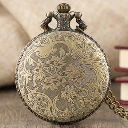 Cool Black Skull Quartz Pocket Watch Necklace Pendant Fashion Ghost Retro Chain Clock Souvenir Gift Floral rattan Pocket Watch