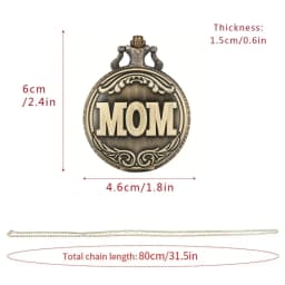 Vintage Bronze Quartz Pocket Watch Designed For Mom's Birthday Gift Vintage Pendance Fob Chain Pocket Watch