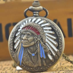 Retro Charm Neutral Fashion Indian Style Relief Quartz Pocket Watch Steampunk Men's and Women's Necklace Pendant Gift