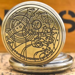 Retro Charm Neutral Fashion Geometric Line Carving Quartz Pocket Watch Steampunk Men's and Women's Necklace Pendant Gift