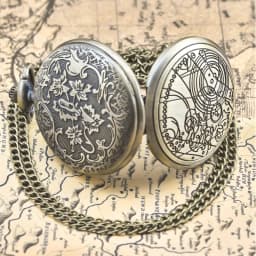 Retro Charm Neutral Fashion Geometric Line Carving Quartz Pocket Watch Steampunk Men's and Women's Necklace Pendant Gift