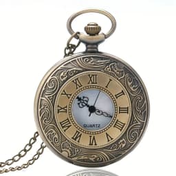 Vintage Bronze Necklace Pendant Quartz Pocket Watch, Birthday Jewelry Gift For Friends