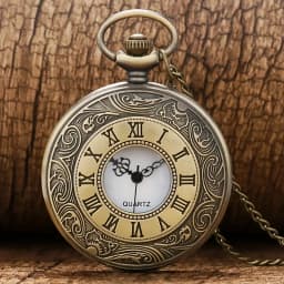 Vintage Bronze Necklace Pendant Quartz Pocket Watch, Birthday Jewelry Gift For Friends