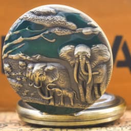 Vintage Charm Neutral Fashion Elephant Group Carving Quartz Steampunk Pocket Watch Men's and Women's Necklace Pendant Gift