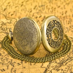 Vintage Bronze Clamshell Openwork Flower Carved Necklace Quartz Pocket Watch Fashion Jewelry Gift For Ladies Gift