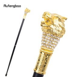 Golden White Wolf Head Fashion Walking Stick Decorative Stick Cospaly Vintage Party Fashionable Walking Cane Crosier 90cm