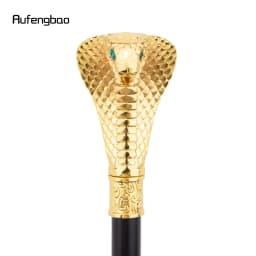 Golden Luxury Cobra Snake Handle Fashion Walking Stick Cane Elegant Crosier Knob Walking Stick 94cm Performance Stage Cane