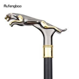 Golden Black Leopard with Tail Fashion Walking Stick for Party Decorative Walking Cane Elegant Crosier Knob Walking Stick 93cm