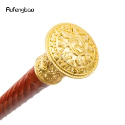 Golden Red Round Wooden Traditional Fashion Stick Decorative Cospaly Party Wood Walking Cane Halloween Mace Wand Crosier 96cm