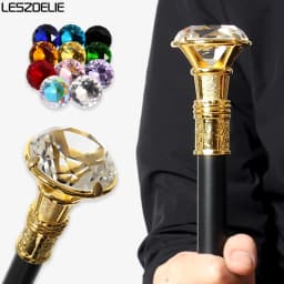 10 Colors Luxury Gold Handle With Crystal Diamond Walking Stick For Man Fashionable Canes Woman Party Decorative Walking Sticks