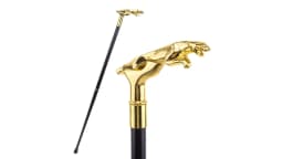 Gold Luxury Leopard Handle Fashion Walking Stick for Party Decorative Walking Cane Elegant Crosier Knob Walking Stick 93cm