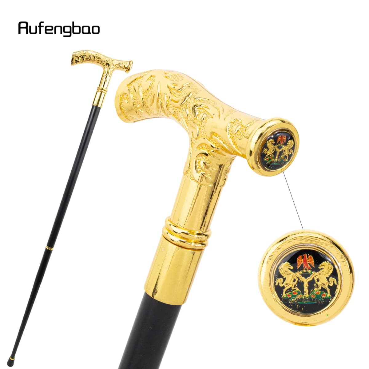 Golden Black Unity and Faith Totem T Walking Cane Decorative Cane for Halloween for Cosplay and Parties Walking Stick 90cm