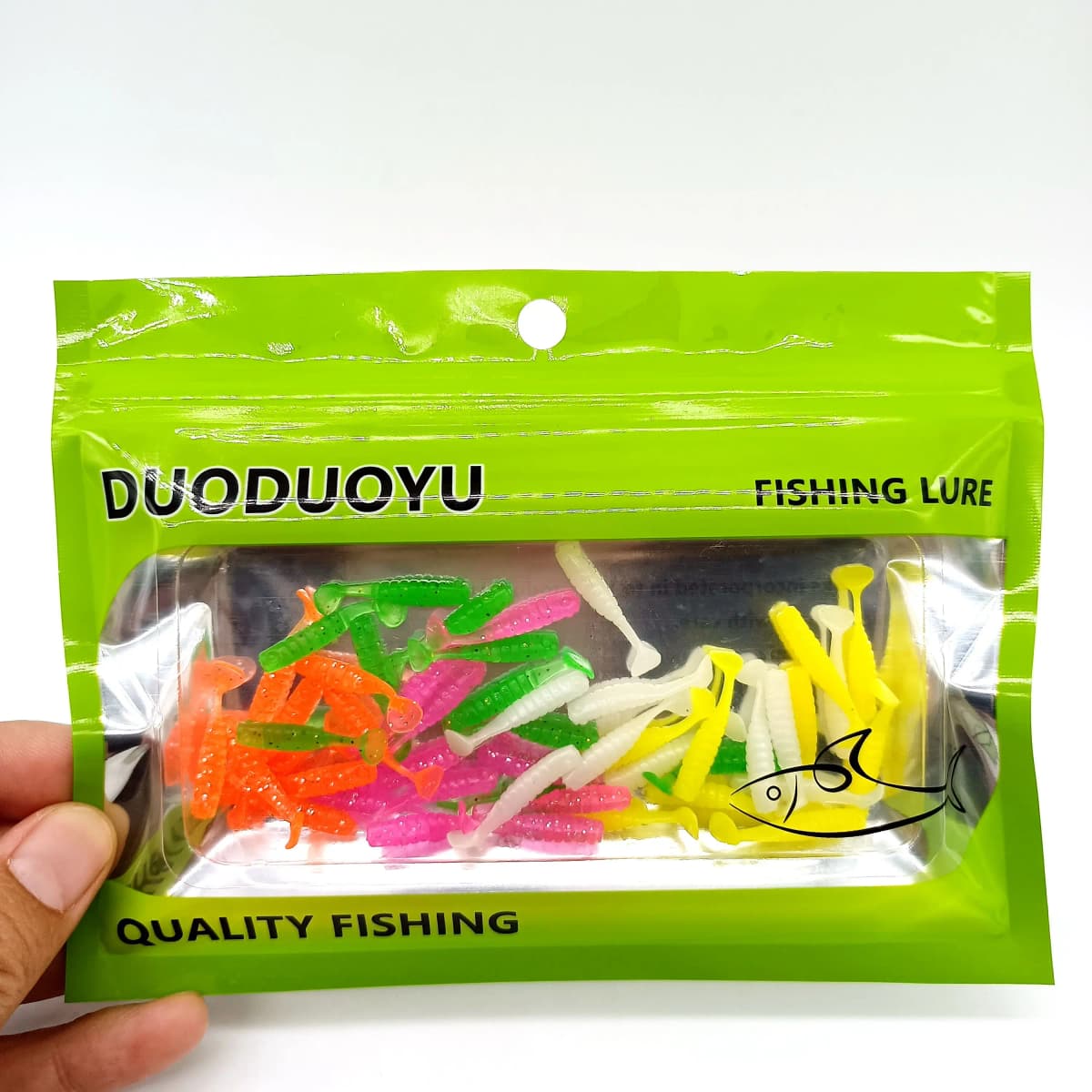 DUODUOYU 50PCS Small fishing paddle tail soft bait 25mm/35mm Isca Artificial jig mini little fish bait fishing multicolor Tackle