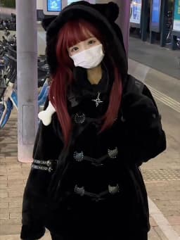 Lautaro Autumn Winter Oversized Soft Thick Warm White Faux Fur Hoodie Women with Bear Ears Horn Buttons Punk Style Fluffy Jacket