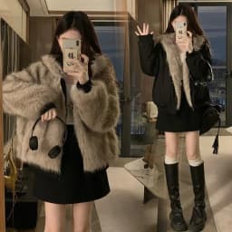 Double-Sided Warm Fur Coat Women Autumn Winter Loose Thicken Plush Cotton Coat 2025 New Women Hooded Imitation Mink Fur Outwear