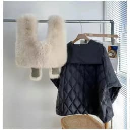 2025 Winter New Super Large Faux Fox Hair Removable Navy Collar Down cotton-padded jacket School Overcomes Women's Fur Coat