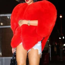 KUCLUT Fashion Solid Color Faux Fur Red Love 3D Heart Shawl Warm Coat For Women Versatile High-end Jacket Female 1A950
