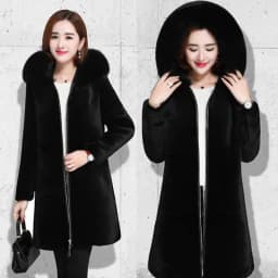 2025 New Winter Faux Fur Jacket Black Hooded Parkas Coat Thicken Ladies Warm Long Overcoat 5XL Windproof Snow Outerwear Female