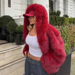 Hooded Female Coats 2024 Women Faux Fur Coat Fashion Warm Winter Furry Long Sleeve Loose Fluffy Short Fur Jacket Ladies Outwear