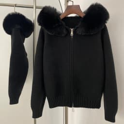 Hooded Oversized Cardigan Women Winter Faux Fur Sweater Female Solid Fake Fur Kintted Coat Fashion Loose Artificial Fur Knitwear