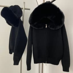 Hooded Oversized Cardigan Women Winter Faux Fur Sweater Female Solid Fake Fur Kintted Coat Fashion Loose Artificial Fur Knitwear