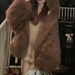 KUCLUT 2025 Winter New Fashion Faux Fox Fur Knitted Coat With Hood For Women High Quality Solid Color Jacket Female 1A1189