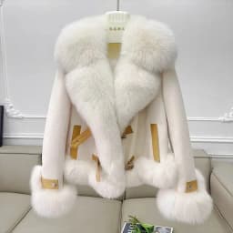 Fashion Imitation Fox Fur Grass Coat Women's Short 2026New Furry coat Woolen collar thickened warm coat for winter Fur Coat Pink