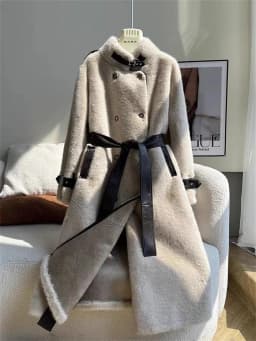 Winter Fashion High-end Temperament Long Fur Coat For Women New Double Breasted Loose Belt Thicken Warm Fur Jacket Outwear