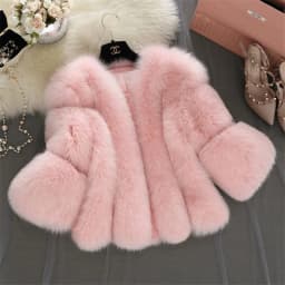 New S-4XL Winter Luxury Faux Fox Fur Coat women Slim Long Pink Red Blue Faux Fur Jacket Women Fake Fur Short Coats Female H701