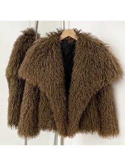 Mueyeruho 2025 Fall Winter Women Faux Fur Jacket Coat Tassel Solid Long Sleeve Thick Warm Overcoat Outwear Fluffy Coat For Women