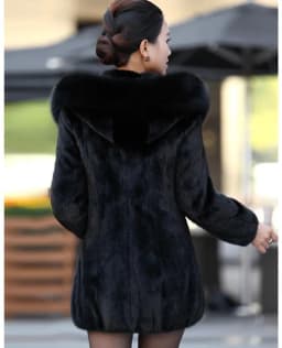 Women's Faux Fur Coat Winter Warm Black Imitation Fox Fur Long Round Neck Hat Temperament Young Lady 2021 New