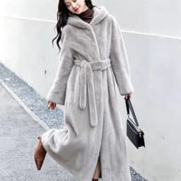 Women Thick Maxi Jacket Y2k Autumn Winter Belt Faux Fur Maxi Coat Long Warm Luxury Belt Fur Black Parkas Bontjas Furry Outerwear