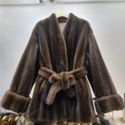DEAT 2026 Autumn Winter New Fashion Style Faux Mink Fur Belted Coat For Women High Quality Soft Lace-up Waist Jacket 11A07840