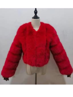 ZADORIN Luxury Cropped White Faux Fox Fur Coat Woman Clothing V Neck Long Sleeve Winter Fluffy Faux Fur Jacket Fur Coats Woman