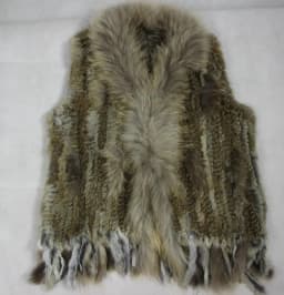 New Real ladies Genuine Knitted Rabbit Fur Vest With Raccoon Fur Trimming Waistcoat Winter Fur Jacket harppihop fur