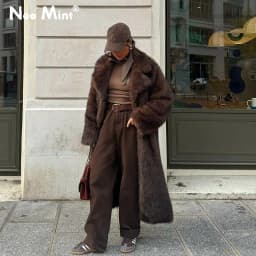 Neo Mint Vintage Luxury Long Faux Fox Fur Coat Women 2024 Winter Warm Fluffy Fur Jacket Female Street Furry Outerwear Overcoat